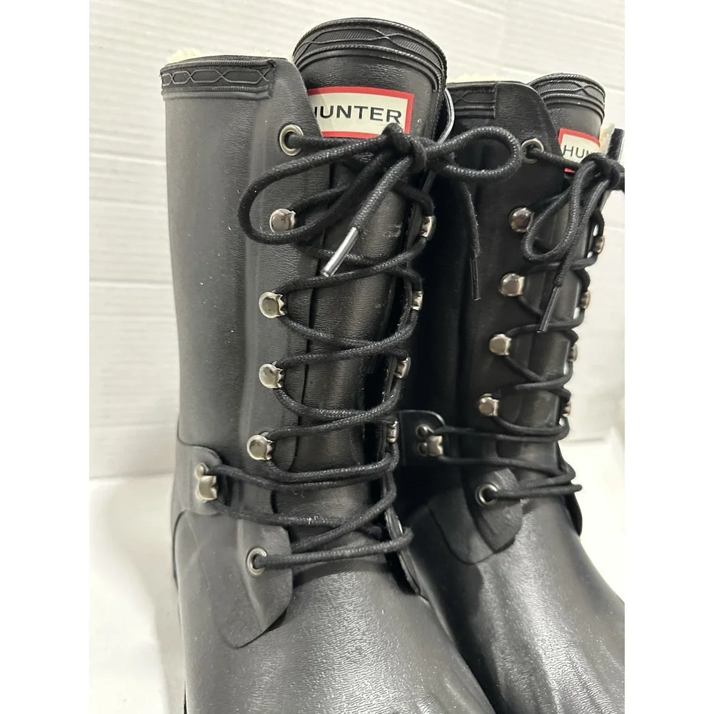 Hunter Boots Mens Size Us12M Black Rubber Fleece Lined Winter Snow Rain Vibram